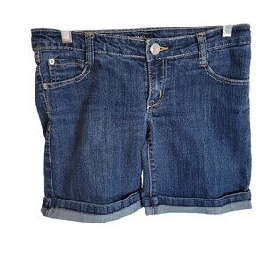 Southpole Womens Denim Bermuda Shorts‎ W/ Embroidered Back Pockets Size 5 Blue